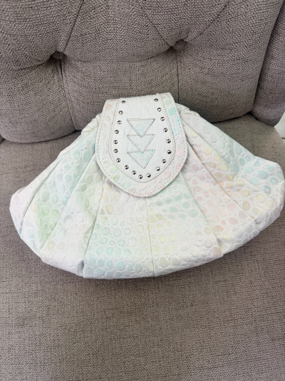 Pastel White Multicolor Pleated Women’s Shoulder Bag